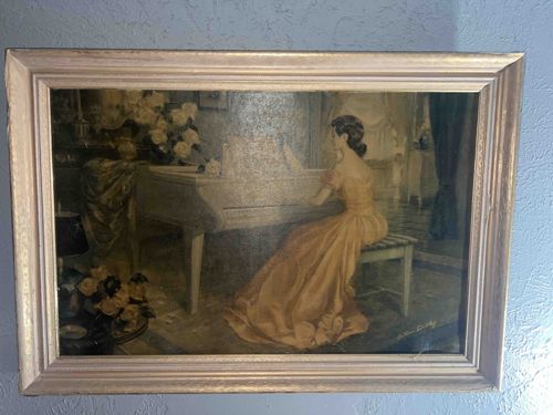 Woman Playing Piano Print (likely John G. Smith)