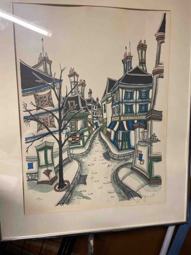 Whimsical European Street Scene Painting