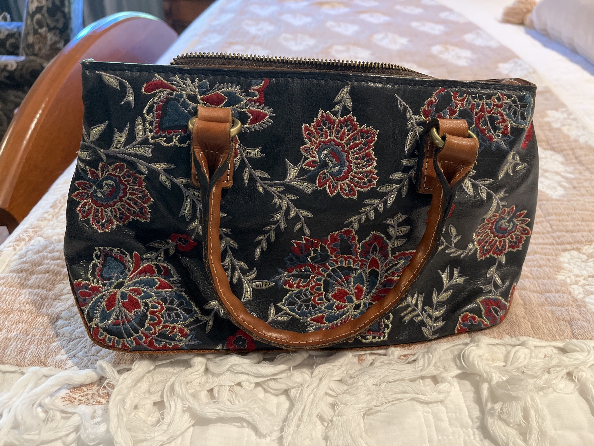 Submitted photo of Embroidered leather handbag