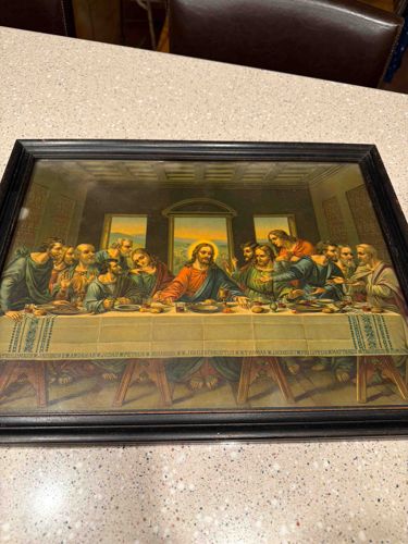 Vintage Framed Lithograph of The Last Supper
