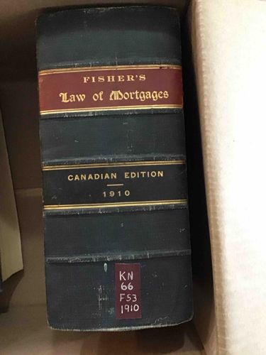 Fisher's Law of Mortgages, Canadian Edition, 1910