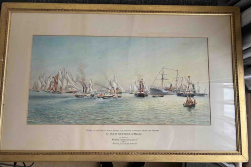Naval Scene Print likely depicting the 1887 Golden Jubilee Review