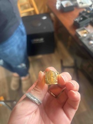 Gold-Tone Portrait Signet Ring with Shoulder Accents