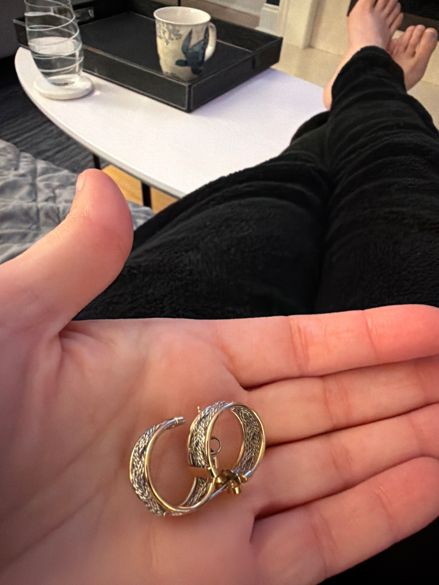 Submitted photo of Two-tone woven hoop earrings
