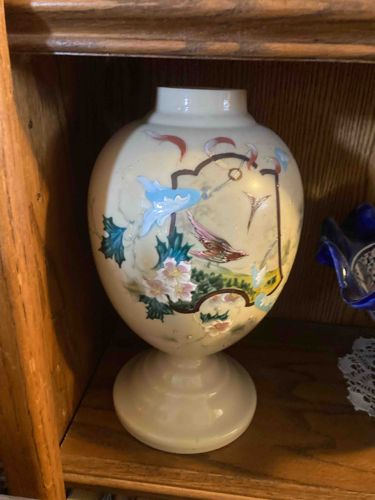 Hand-painted Porcelain Vase with Bird and Floral Motif
