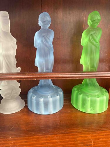 Art Deco Frosted Glass Nude Woman Figural Powder Jars