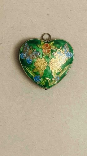 Cloisonné Heart-Shaped Pendant