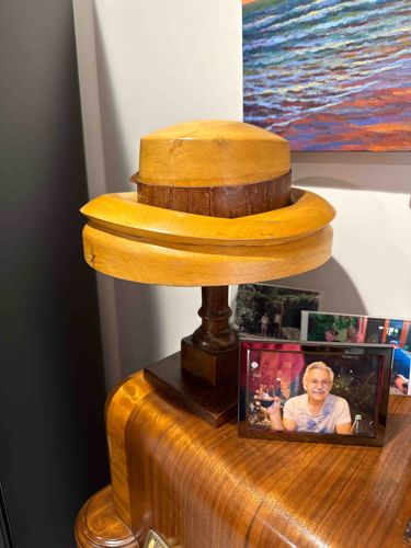 Vintage Wooden Millinery Hat Block with Stand
