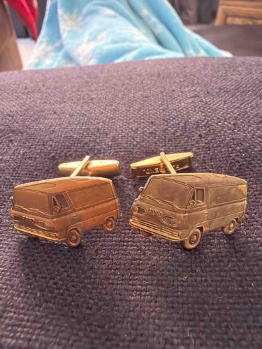 Vintage Gold-Tone Ford Econoline Van Cufflinks