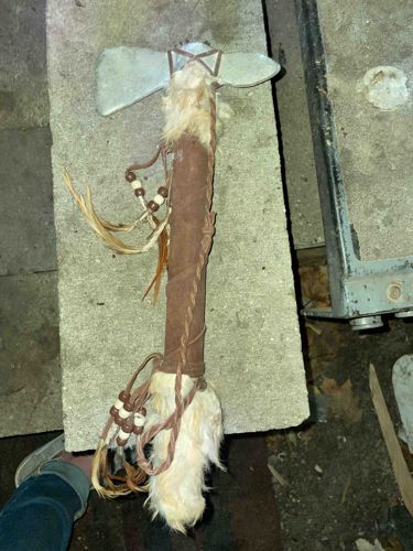 Decorative Faux Fur and Leather Tomahawk