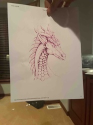 Dragon Head Profile Sketch Print