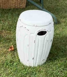 White Distressed Ceramic Garden Stool