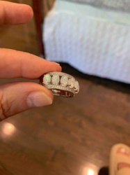 Opal and Sterling Silver Eternity Band Ring with Pave Accents