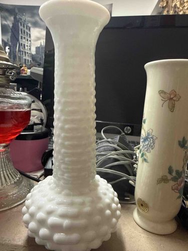 Hobnail Milk Glass Vase