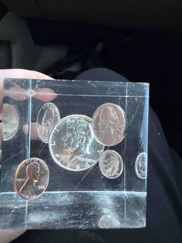 1964 United States Coin Set in Lucite Block