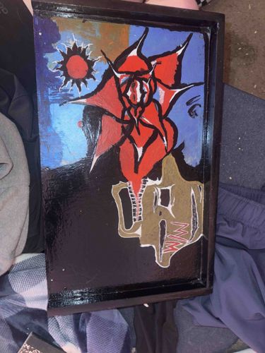 Abstract Mixed Media Painting with Heart and Figures