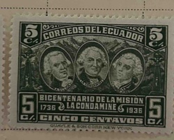 Ecuador 5 Centavos Bicentenario La Condamine Stamp