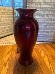 Large Red Lacquered Floor Vase