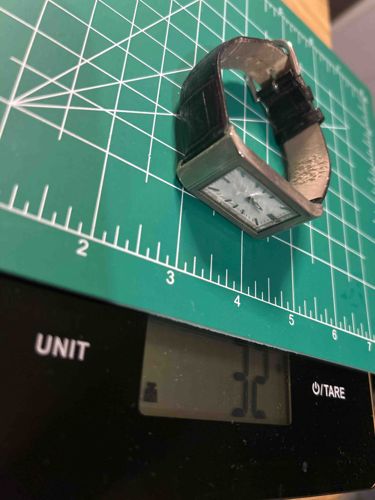 Rectangular Cased Quartz Wristwatch with Black Embossed Leather Strap