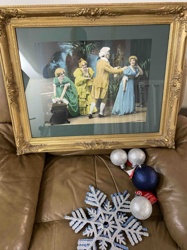 Framed Theatrical Scene Print with Ornate Gilt Frame