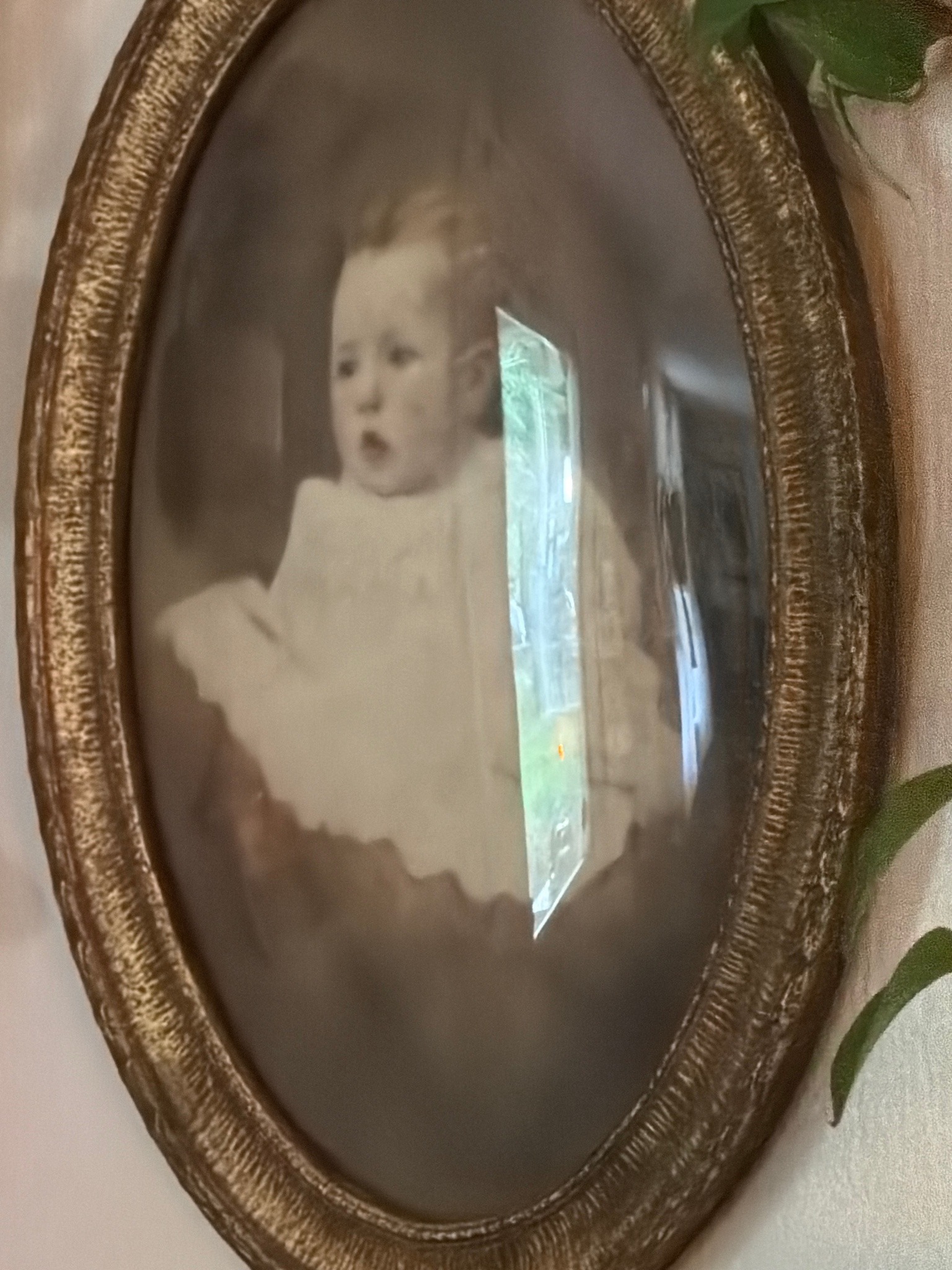 Oval Crayon Enlargement Portrait in Gilt Frame