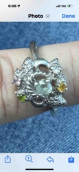 Sterling Silver Multi-Gemstone Cluster Ring