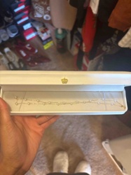 Gold-Toned Station Necklace with Pearls in Crown-Embossed Box
