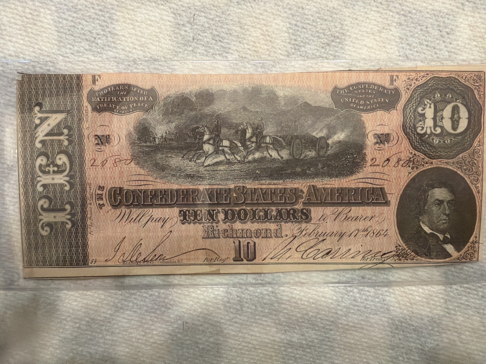 Submitted photo of Confederate States of America Ten Dollar Banknote (not authenticated)