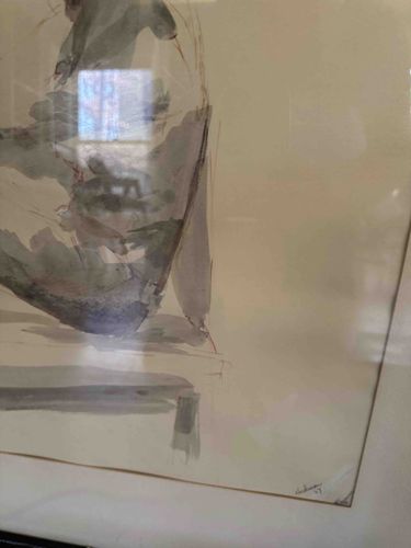 Mid-Century Figurative Watercolor Painting by Anderson