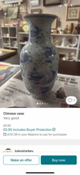 Blue and White Speckled Ceramic Vase