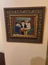 Painting of Card Players in the Style of Fernando Botero