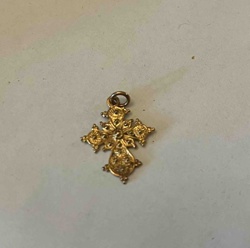14k Gold Ornate Greek Cross Charm/Pendant