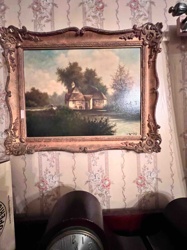Framed Cottage Landscape Painting