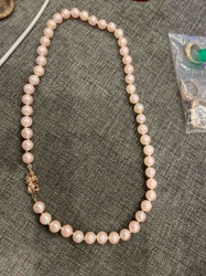 Pink Pearl Necklace with Decorative Clasp