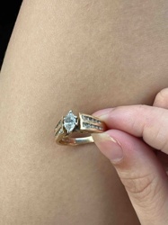 14K Yellow Gold Marquise Diamond Ring with Channel Set Shoulders