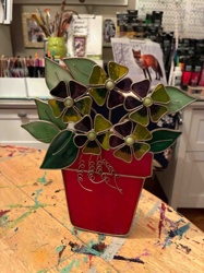 Stained Glass Flower Pot Suncatcher