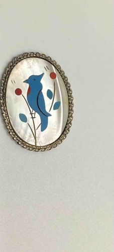 Vintage Zuni-Style Bluebird Inlay Brooch