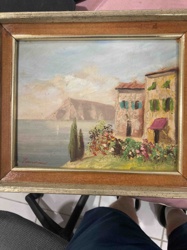 Mediterranean Coastal Scene Painting by Mancini