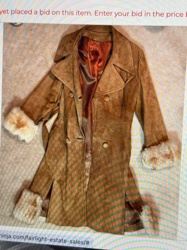 Vintage Suede Coat with Faux Fur Cuffs