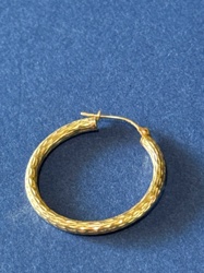 Single Textured Gold Hoop Earring
