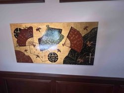 Asian-Inspired Decorative Wall Art on Gold Leaf