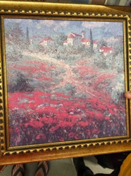 Framed 'Poppy Field Village' Print