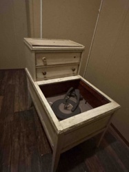 Vintage Phonograph in Wooden Cabinet with Storage