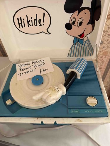 Vintage Sears Disney Mickey Mouse 'Solid State' Portable Record Player
