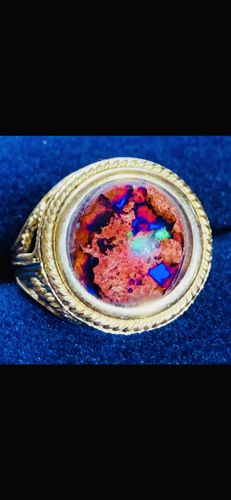 14k Yellow Gold Mexican Cantera Opal Bezel-Set Ring