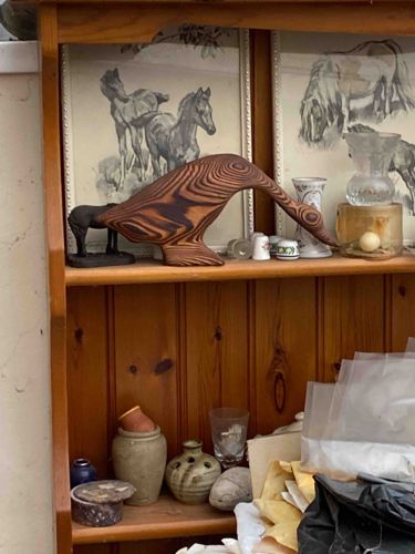 Modernist Hand-Carved Laminated Wood Goose Figurine