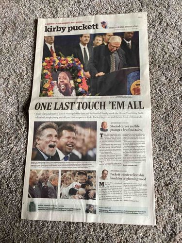 Newspaper Front Page: Kirby Puckett Memorial Coverage
