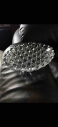 Pressed Glass Oval Dish with Bubble and Diamond Pattern