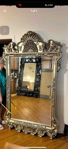 Ornate Gold-Tone Floor Mirror