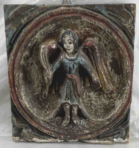 Vintage Carved Wooden Angel Wall Art